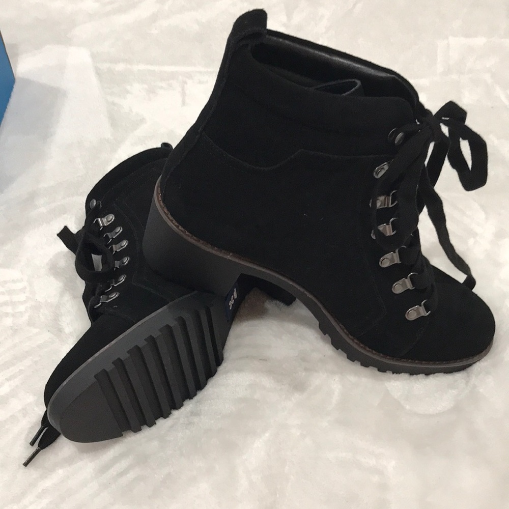 CASLON black suede lace up moto boots size 9M